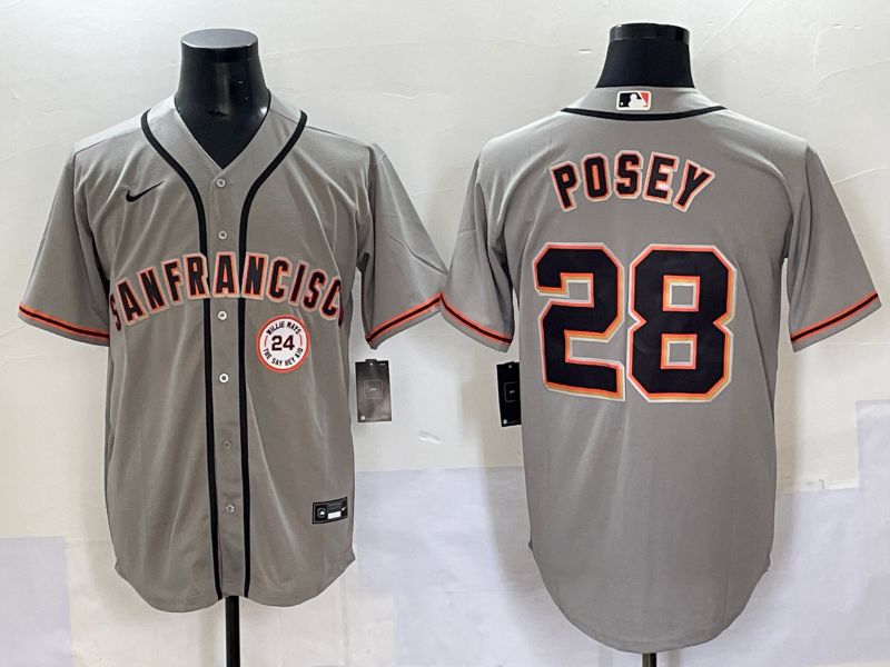 Men 2025 San Francisco Giants #28 Posey Grey Game Nike MLB Jersey style 44->san francisco giants->MLB Jersey